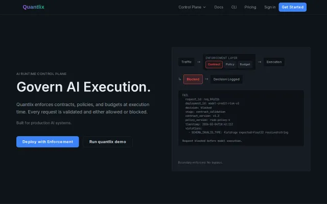 Quantlix – Runtime enforcement layer for AI systems