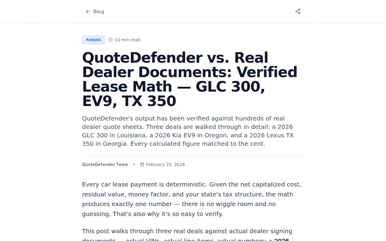 I reverse-engineered car lease math against three real dealer documents
