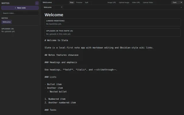 Slate – An Open Source Local First Note taking web app built using Rust