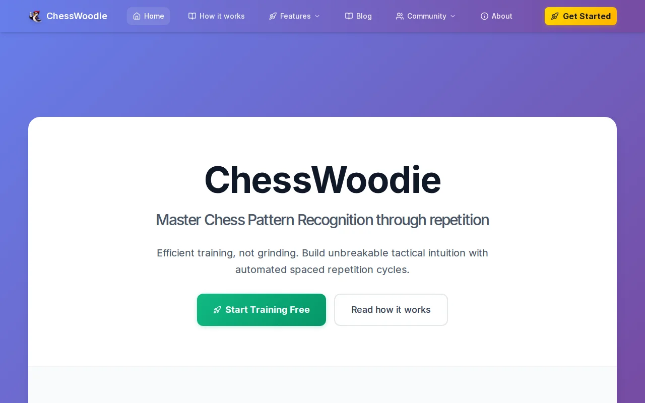ChessWoodie – structured chess tactics training
