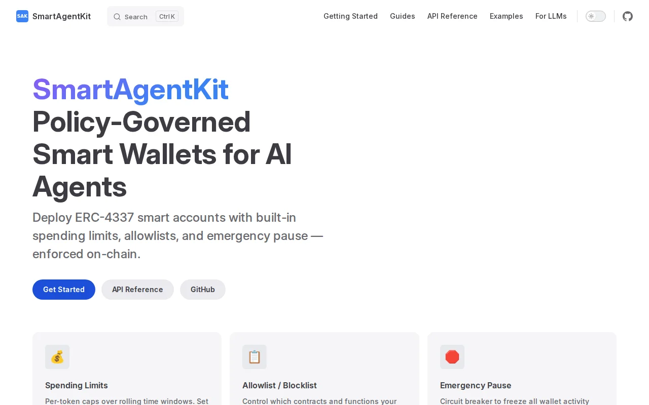 SmartAgentKit – policy-governed smart wallets for AI agents
