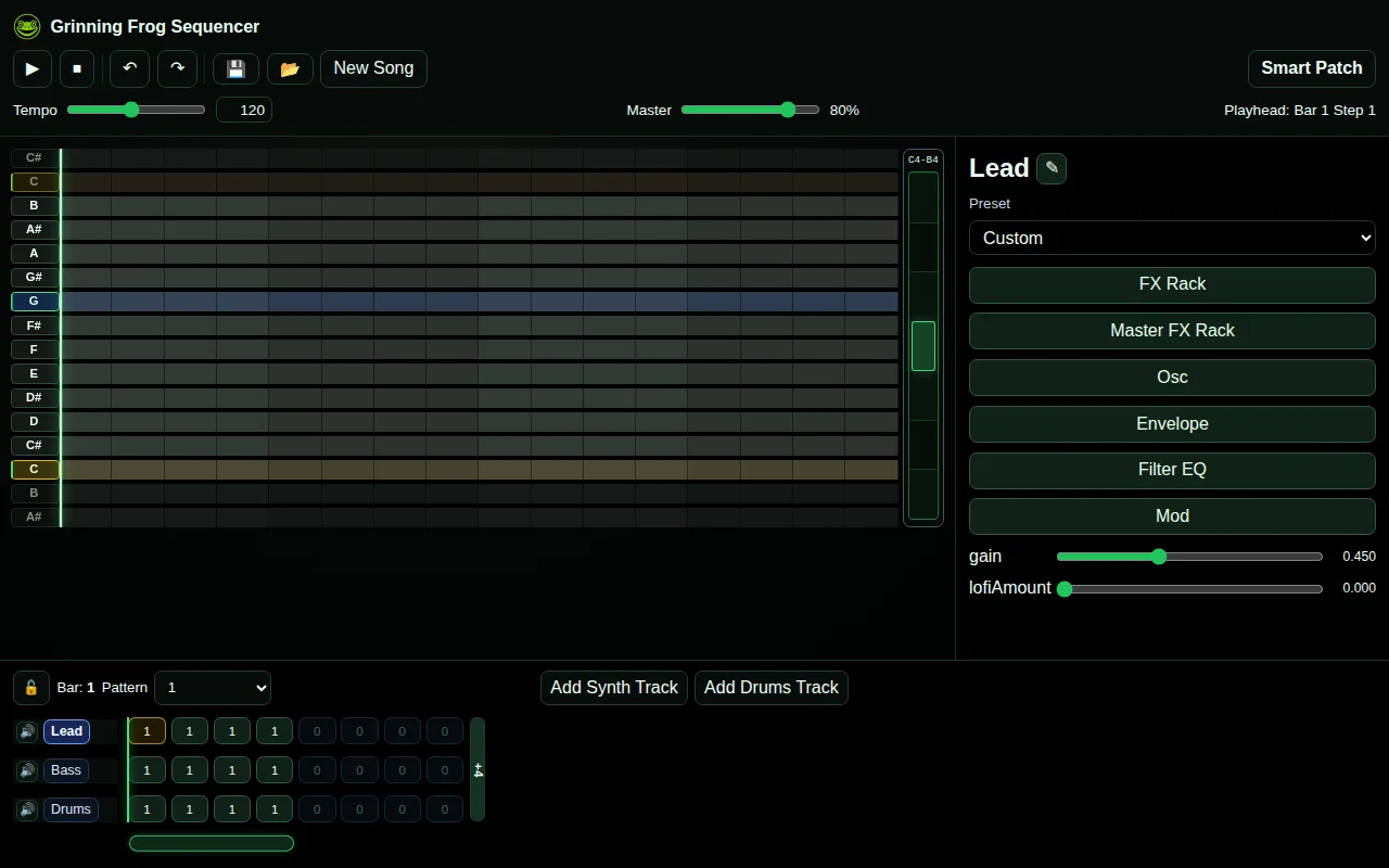 A browser based sequencer for rapid music prototyping