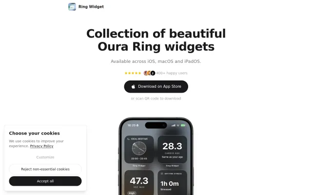 Ring Widget – iOS/macOS Widgets for Your Oura Ring