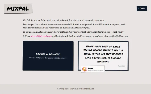 MixPal, a tiny social network for sharing mixtapes by request