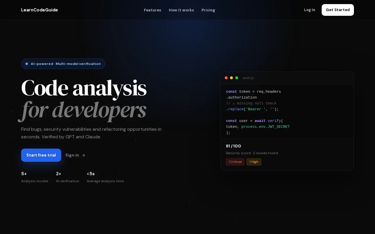 LearnCodeGuide- AI tool that analyzes you code and gives a health score