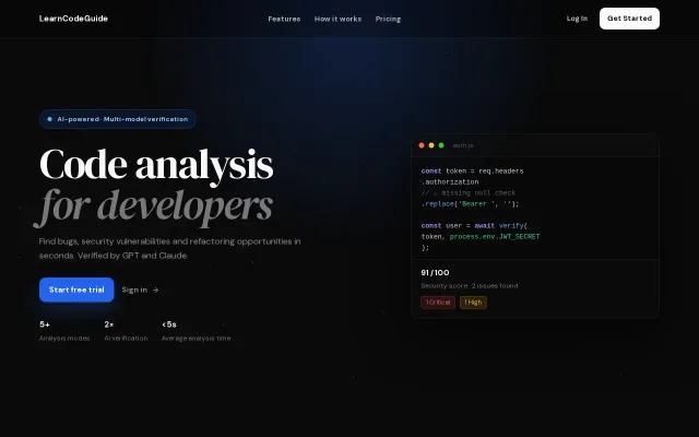 LearnCodeGuide- AI tool that analyzes you code and gives a health score