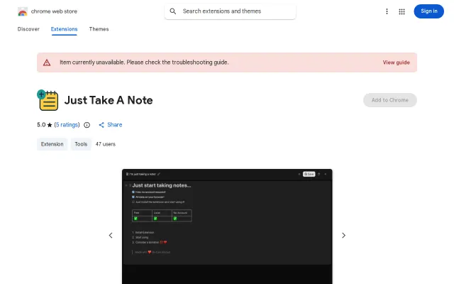 Just Take A Note – browser notepad that stores everything locally