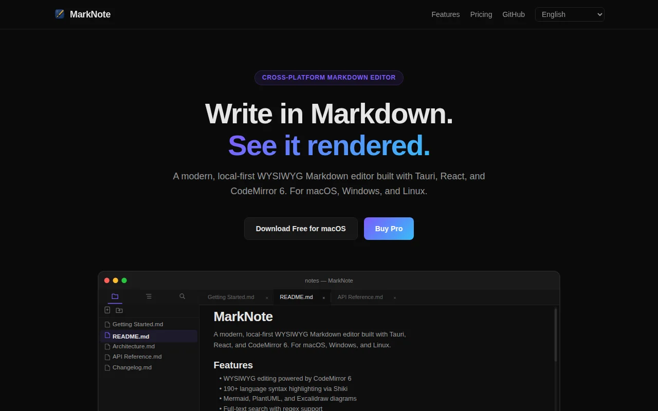 MarkNote – Local-First Wysiwyg Markdown Editor (Tauri/Rust)
