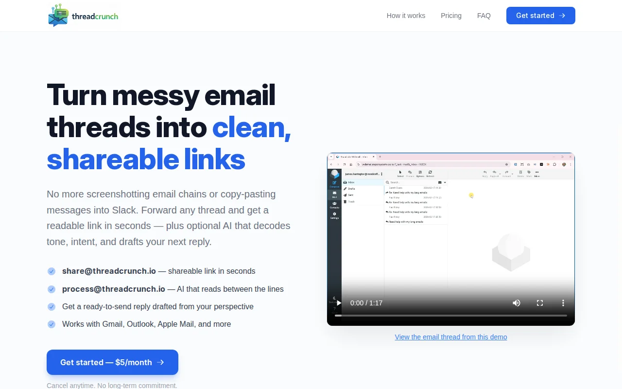 Threadcrunch.io – Forward an email thread, get a clean shareable URL