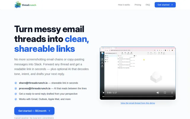 Threadcrunch.io – Forward an email thread, get a clean shareable URL