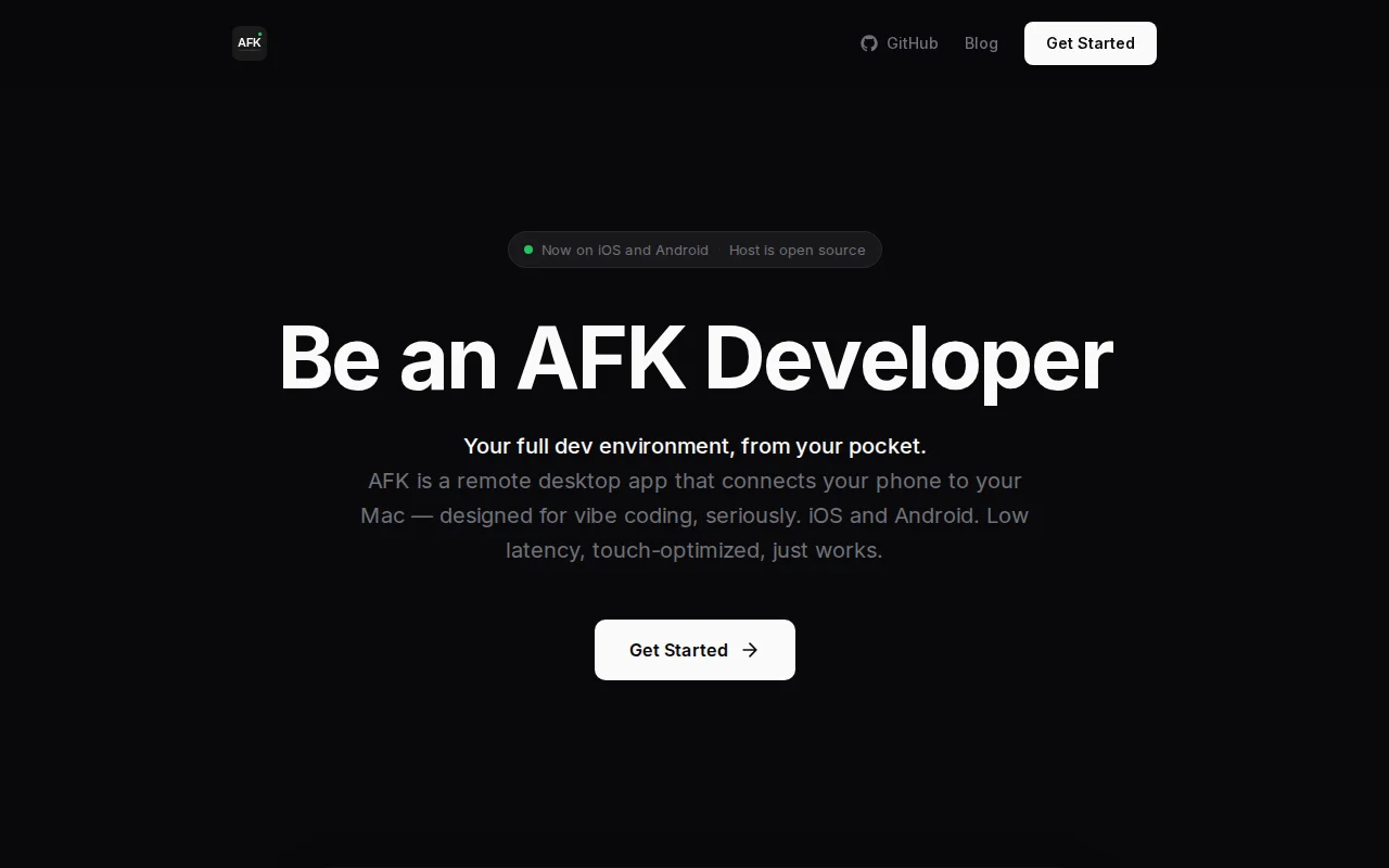 AFK – Remote desktop for agentic coding from your phone with voice