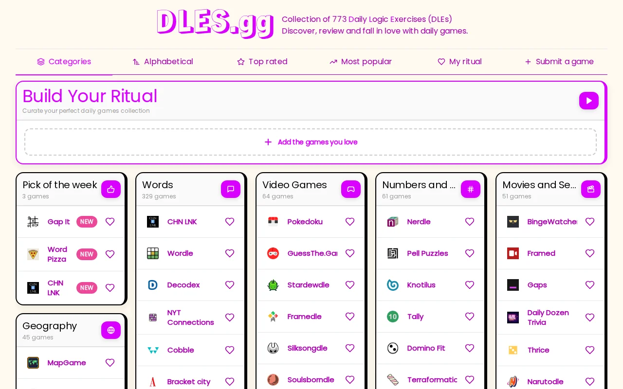 10 months ago I collected 300 daily games,today I have 773 and counting