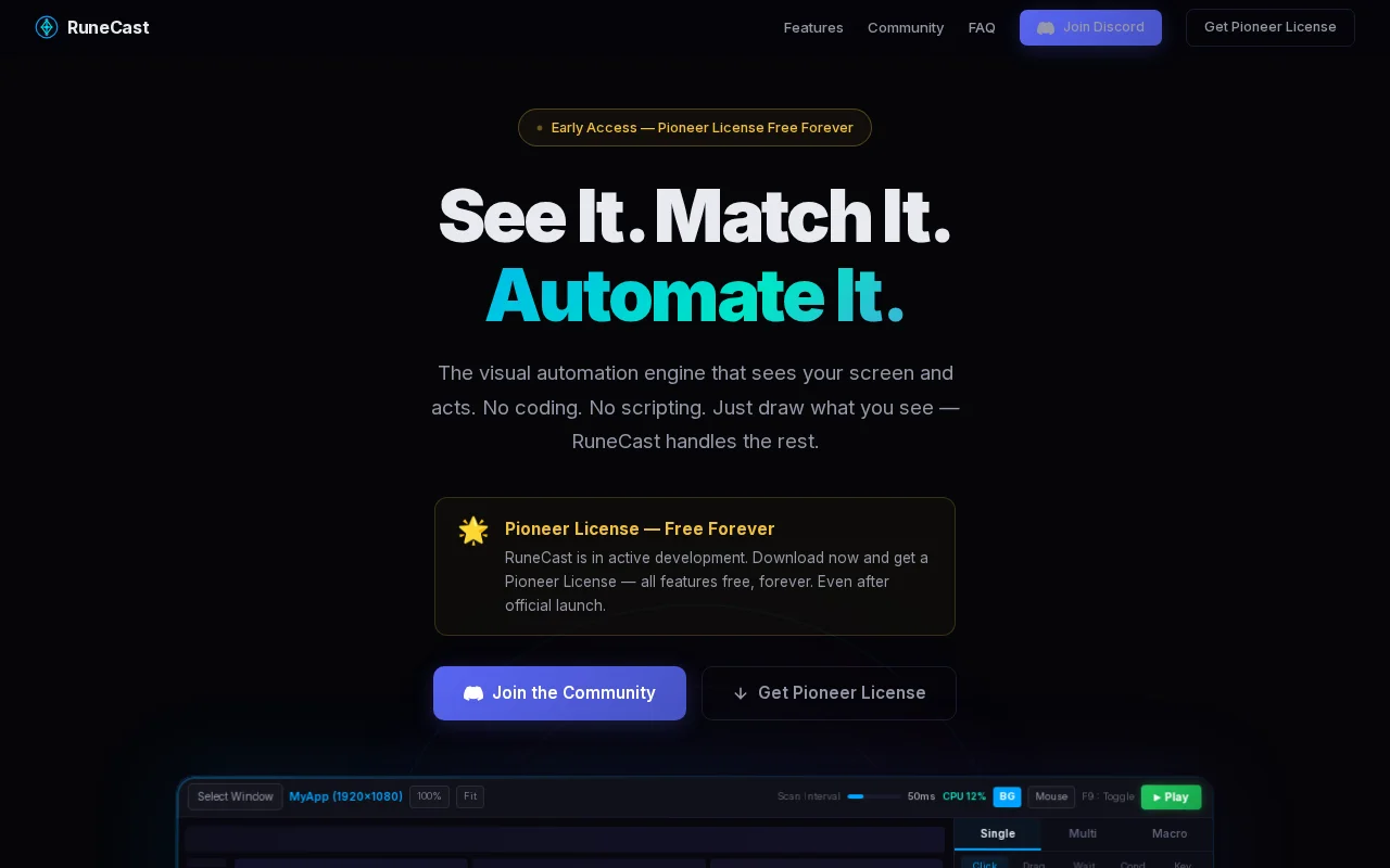 RuneCast – Visual desktop automation with OpenCV template matching
