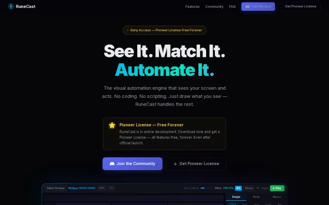 RuneCast – Visual desktop automation with OpenCV template matching