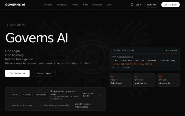 GovernsAI – unified auth, memory, and PII guard across AI providers