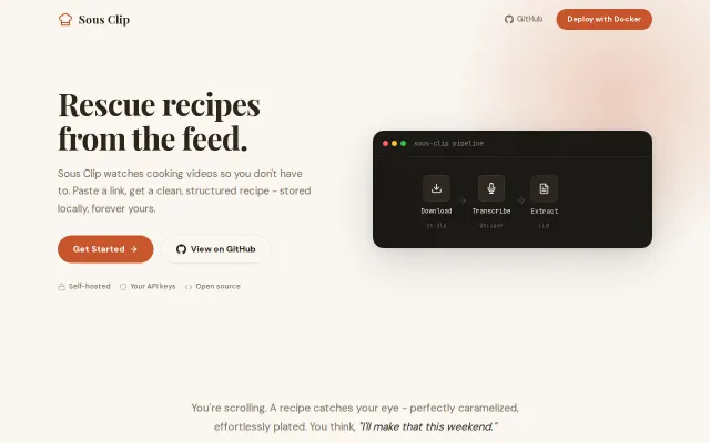Sous Clip – Extract recipes from short-form cooking videos
