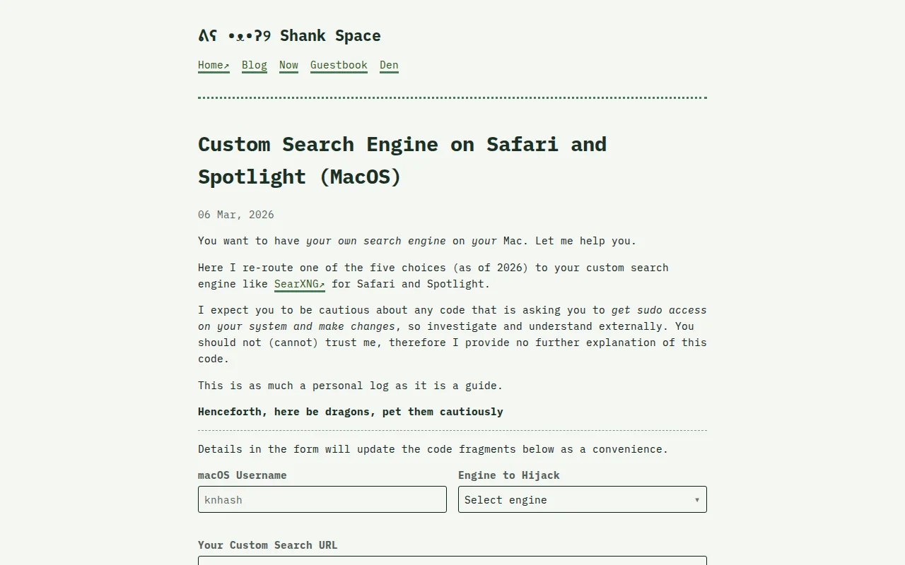 Custom Search Engine on Safari and Spotlight (macOS)