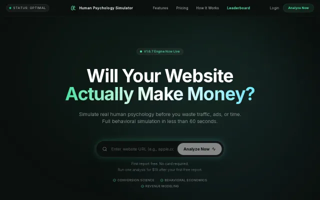 Tool that simulates how visitors psychologically experience websites