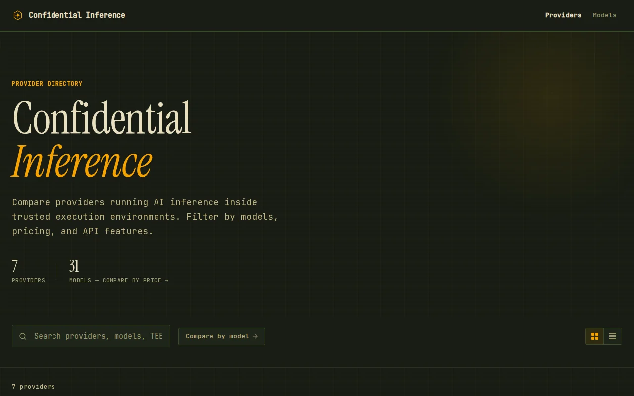 Confidential Inference Provider Comparison