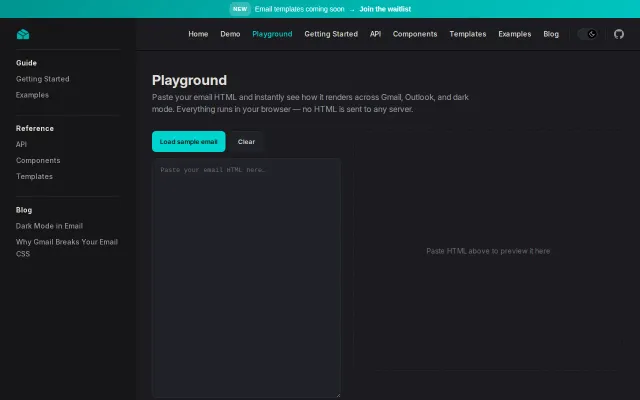 Live HTML email playground – preview Gmail/Outlook rendering
