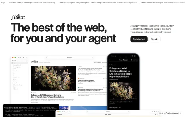 Feedster, an RSS/feed reader focused on discovery and agent integration
