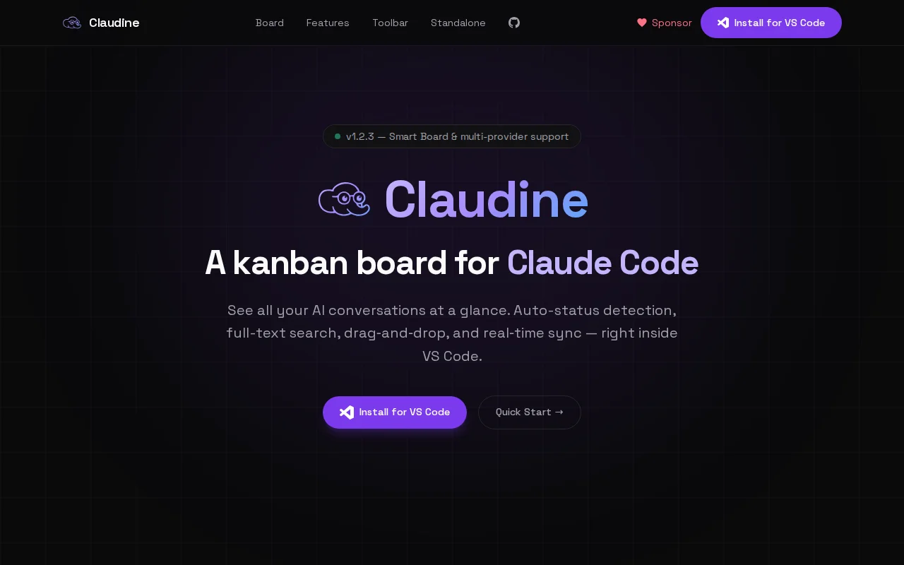 Claudine – A Kanban board for your Claude Code and Codex conversations