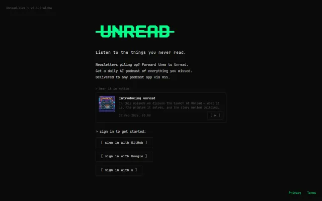 Unread, turns your unread newsletters into a daily podcast
