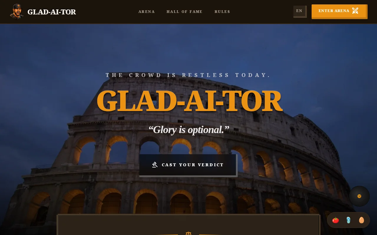 Glad-IA-Tor – Tired of Vibecoded Products? Come and Roast Them for Free