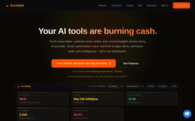BurnRate – Track what you spend on AI coding tools