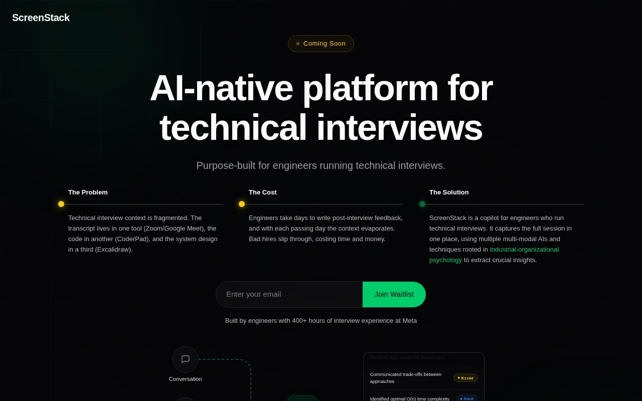 ScreenStack – AI-native platform purpose-built for technical interviews