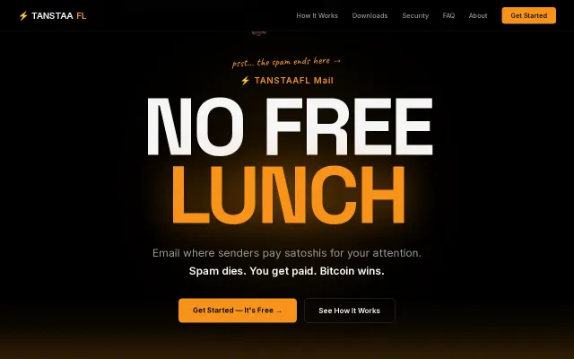 Tanstaafl – Pay-to-inbox email on Bitcoin Lightning