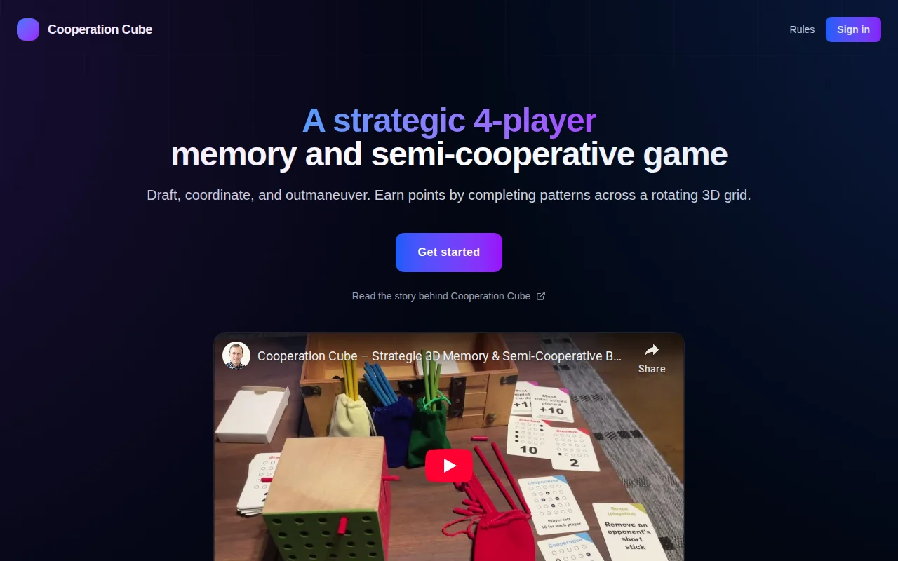 Cooperation Cube – a semi-cooperative game with a rotating cube