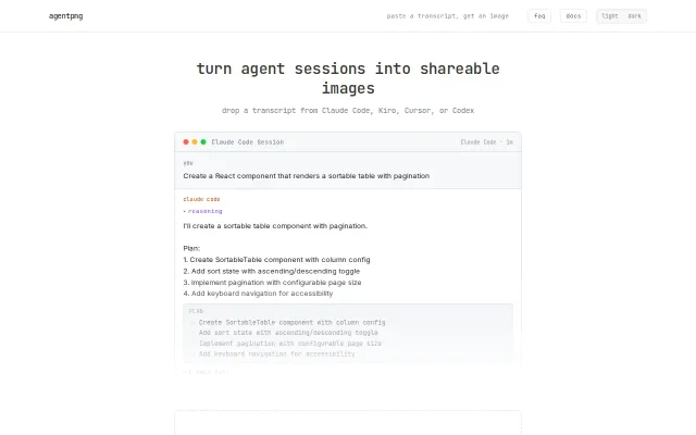 Agentpng – turn agent sessions into shareable images