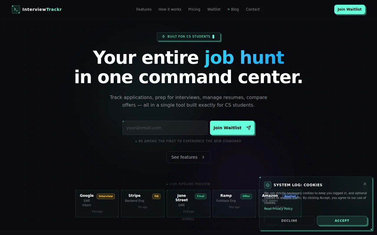 A command center for CS students drowning in recruiting season