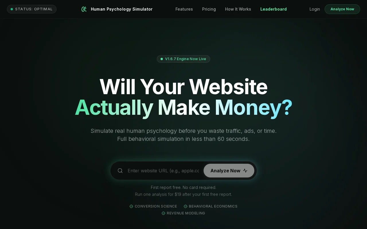 Human Psychology Simulator – AI website conversion psychology