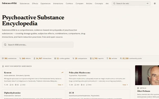 SubstanceWiki – Open-source encyclopedia of psychoactive substances