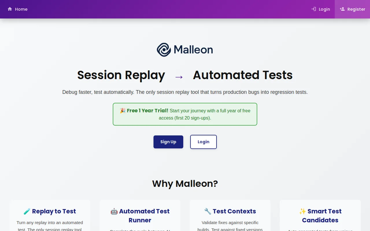 Malleon – turn real user sessions into automated tests