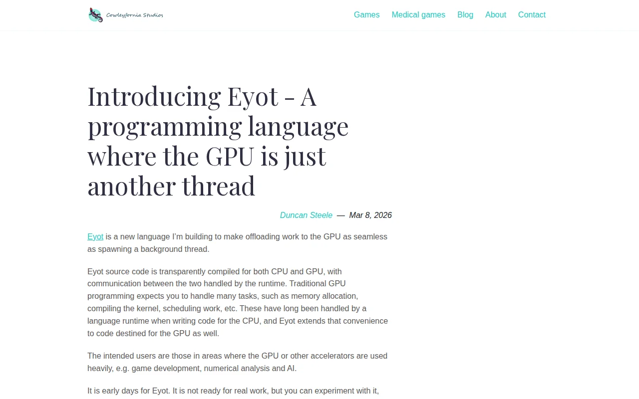 Eyot, A programming language where the GPU is just another thread