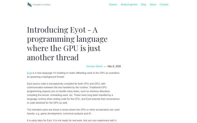 Eyot, A programming language where the GPU is just another thread