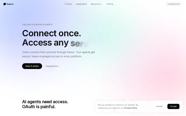 Kaeso, an OAuth hub for AI agent integrations