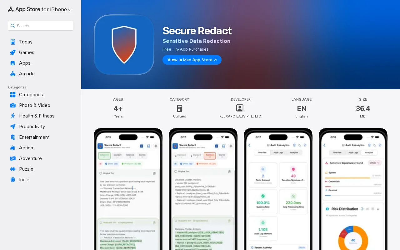 Secure Redact – 100% offline text redaction with custom threat feeds