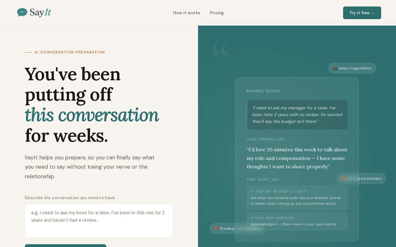 SayIt – AI that helps you prepare for difficult conversations