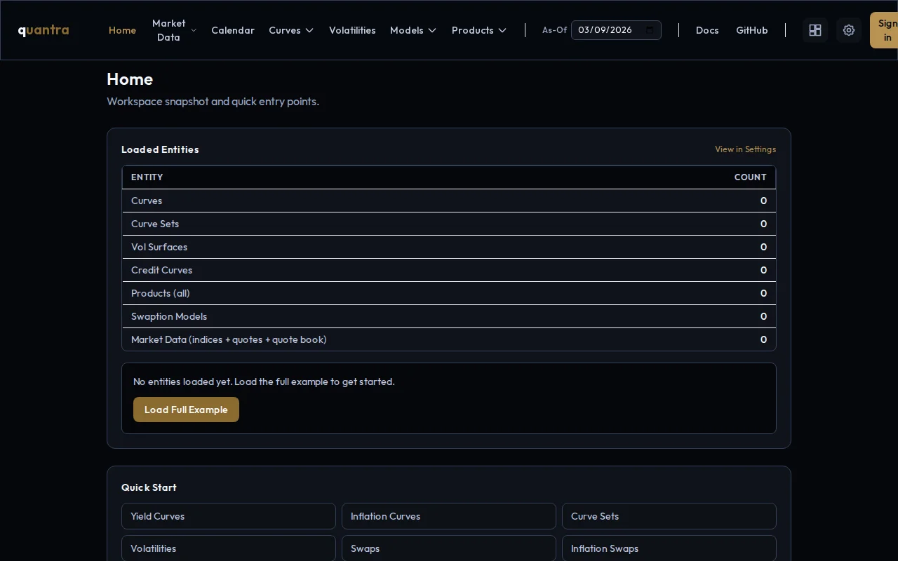 A browser UI for pricing derivatives with QuantLib
