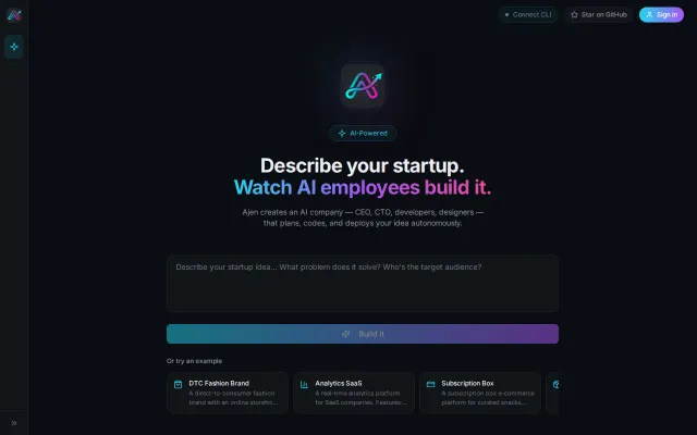 Ajen – Describe a startup, watch AI employees build it