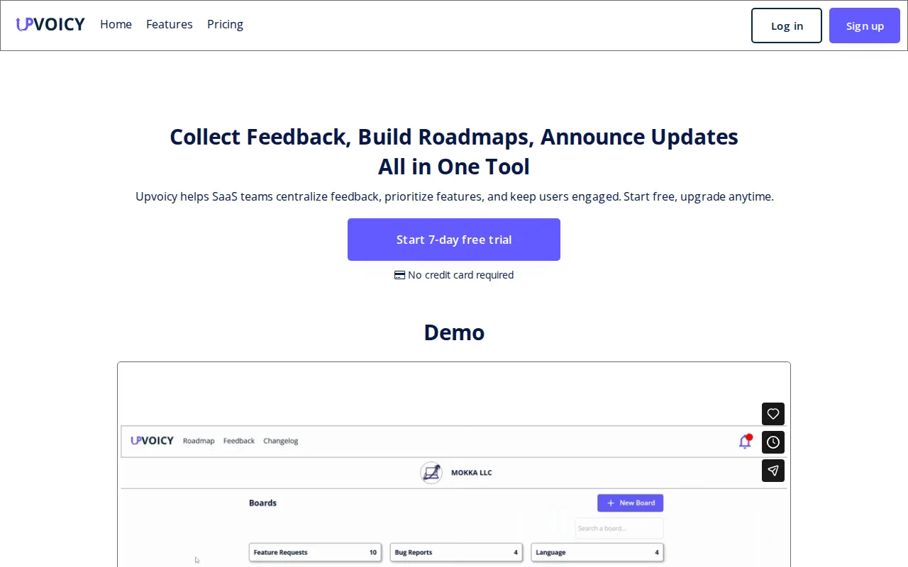 Upvoicy – built feedback management SaaS for sale