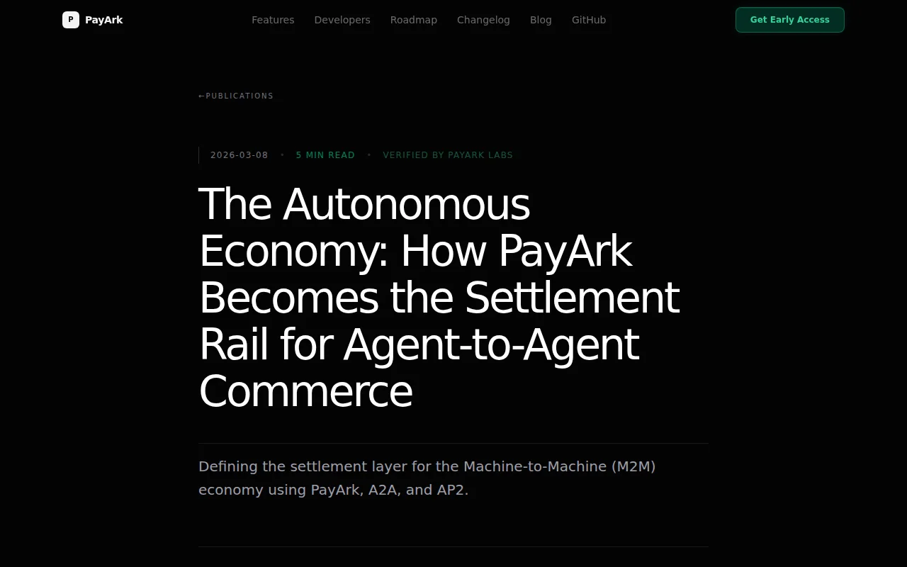 PayArk – Settlement infrastructure for autonomous agent commerce