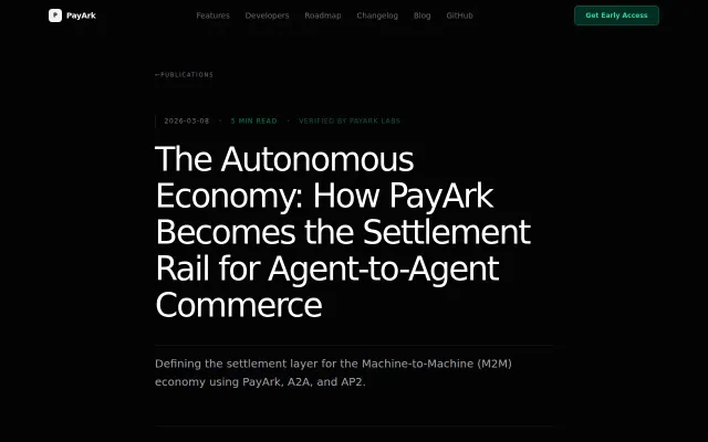 PayArk – Settlement infrastructure for autonomous agent commerce