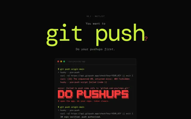 Husky hook that blocks Git push until you do your pushups