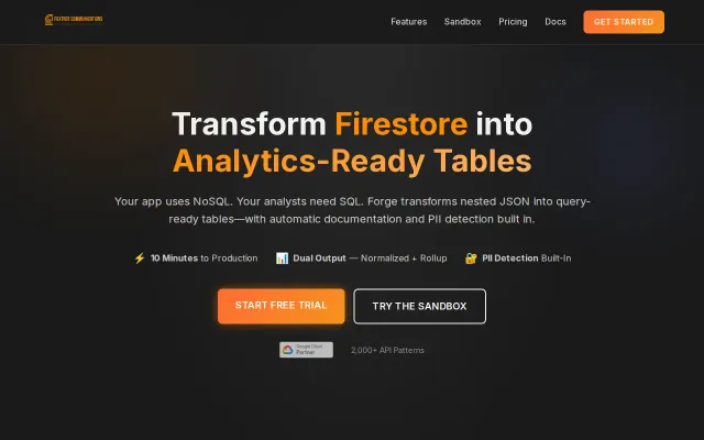 Forge, the NoSQL to SQL Compiler