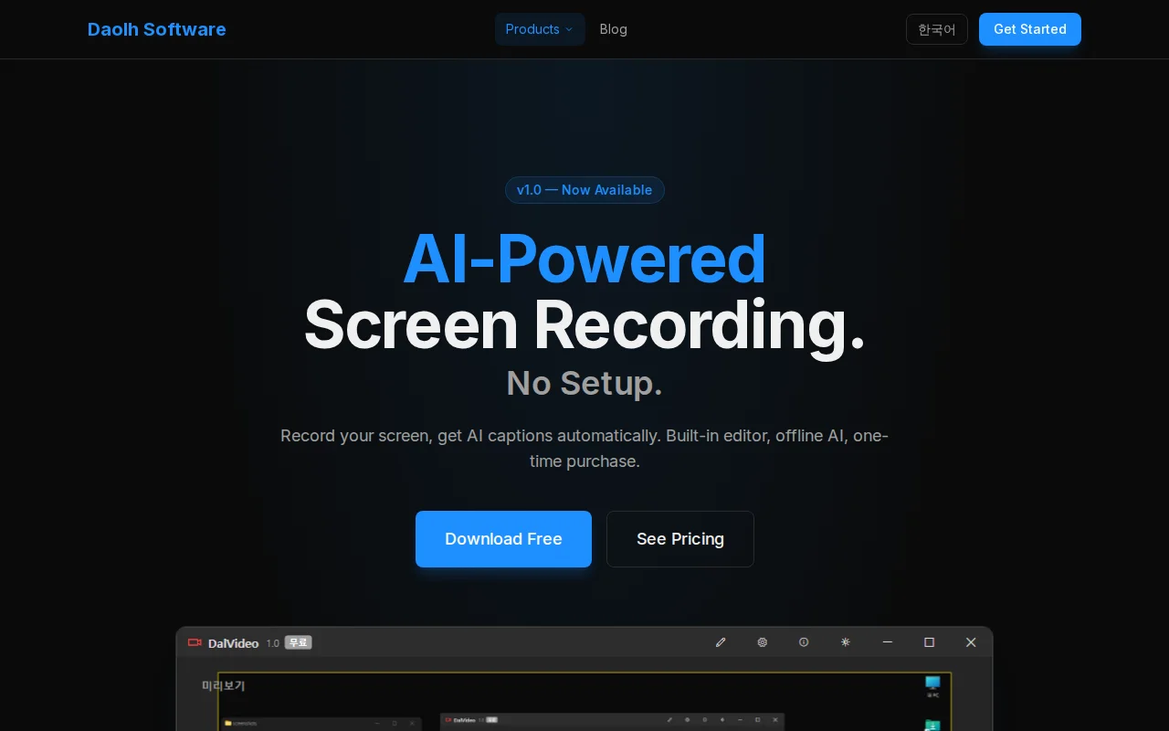 DalVideo – Screen recorder with offline AI captions and built-in editor